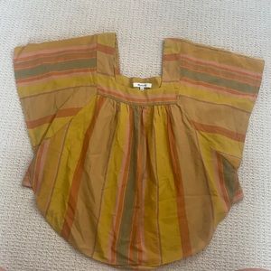Adorable Madewell striped top with flutter sleeves